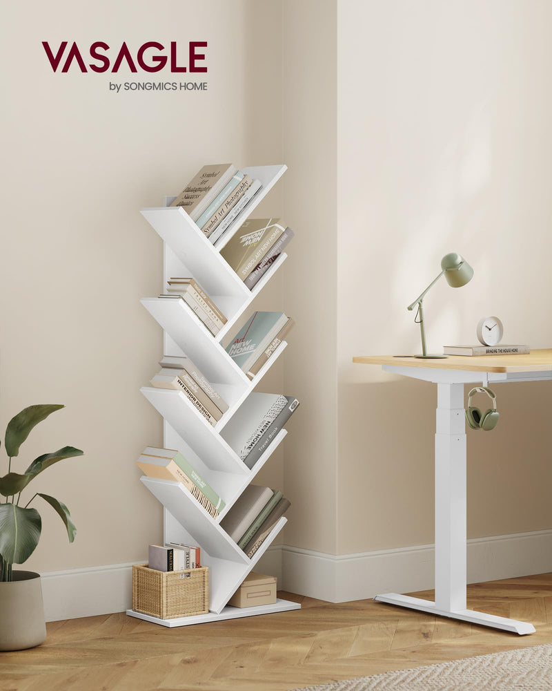 VASAGLE Tree Bookshelf, 5-Tier Floor Standing Bookcase, Space-Saving Corner Shelf, with Wooden Shelves for Bedroom, Living Room, Home Office, Rustic Brown LBC183X01