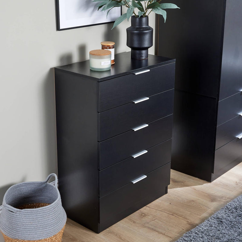 Home Source Bedroom Chest of Drawers Clothing Storage Cabinet, 6 Drawers, Grey