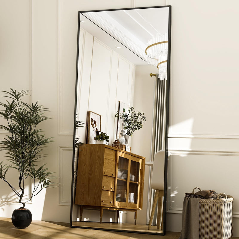 Koonmi 53x163 cm Mirror Full Length - Minimalist Modern Full Body Floor Length Mirror - Standing, Hanging, Leaning for Living Room, Black