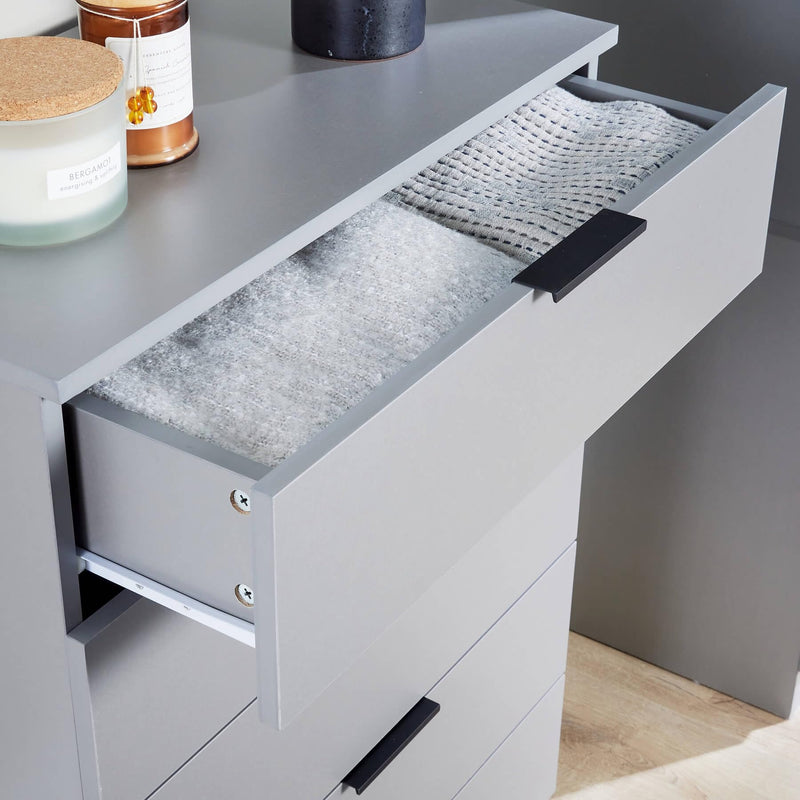 Home Source Bedroom Chest of Drawers Clothing Storage Cabinet, 6 Drawers, Grey