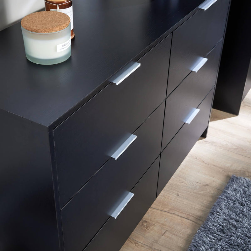 Home Source Bedroom Chest of Drawers Clothing Storage Cabinet, 6 Drawers, Grey