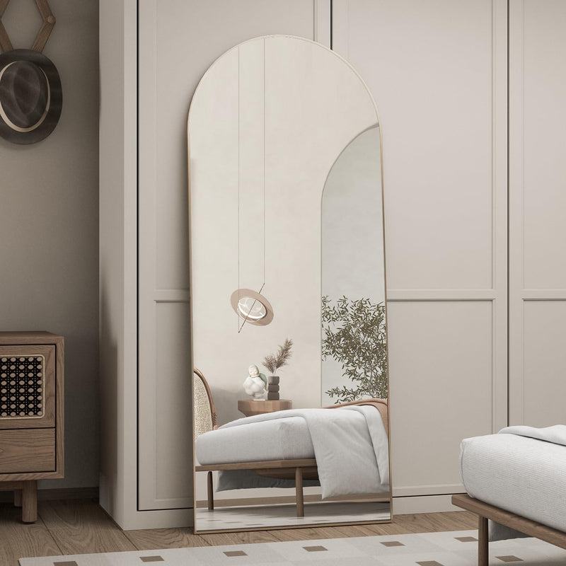 CASSILANDO Full Length Mirror165X60cm Arched Mirror, Black Floor Mirror with Standing Full Body Mirrors Hanging or Leaning Against Wall, for Cloakroom, Bedroom, Livingroom (Black)