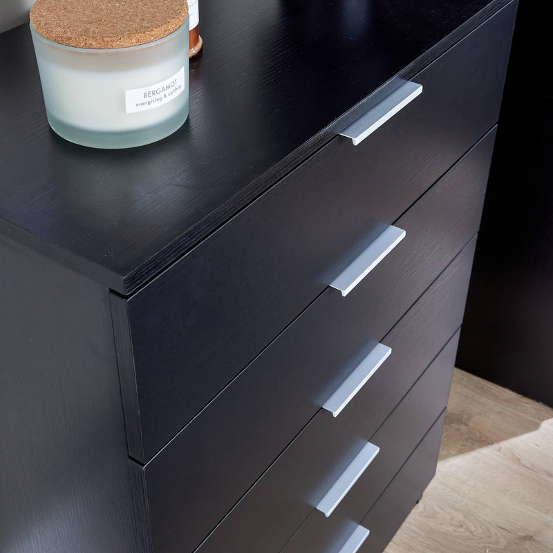 Home Source Bedroom Chest of Drawers Clothing Storage Cabinet, 6 Drawers, Grey