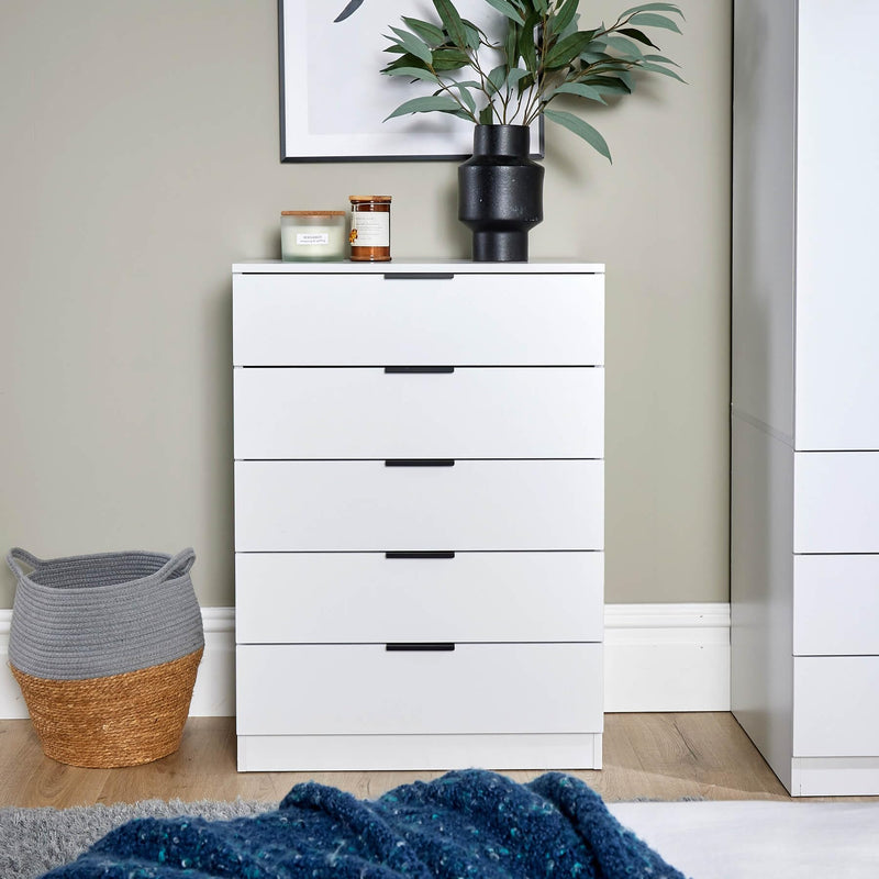 Home Source Bedroom Chest of Drawers Clothing Storage Cabinet, 6 Drawers, Grey