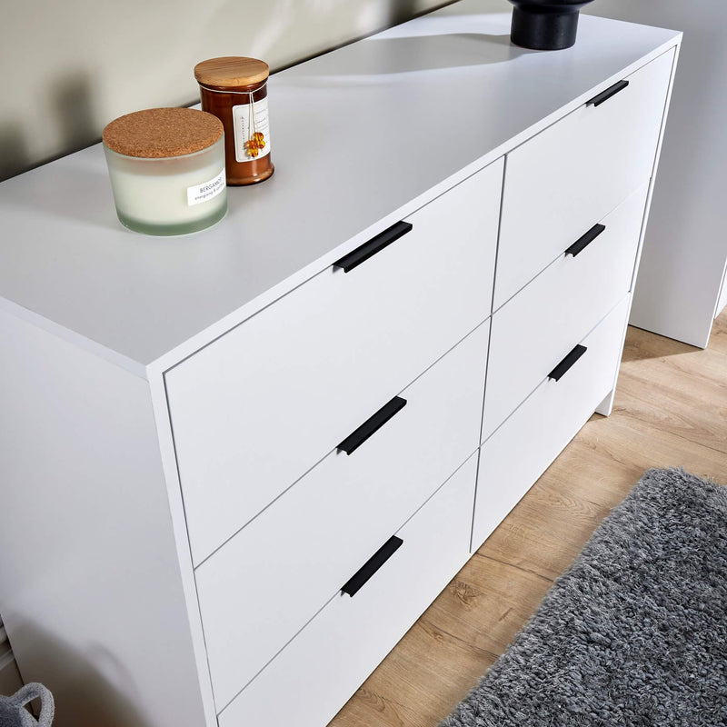 Home Source Bedroom Chest of Drawers Clothing Storage Cabinet, 6 Drawers, Grey