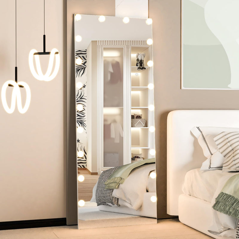CASSILANDO Full Length Mirror165X60cm Arched Mirror, Black Floor Mirror with Standing Full Body Mirrors Hanging or Leaning Against Wall, for Cloakroom, Bedroom, Livingroom (Black)