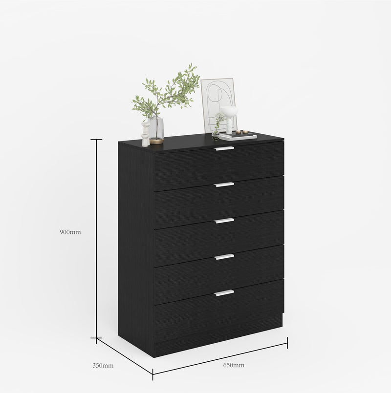 Home Source Bedroom Chest of Drawers Clothing Storage Cabinet, 6 Drawers, Grey