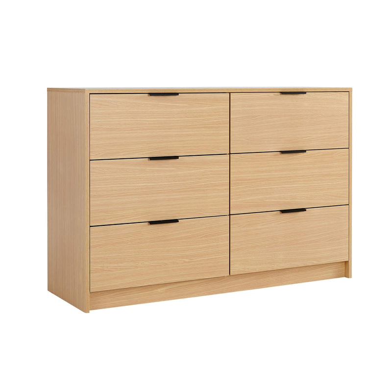 Home Source Bedroom Chest of Drawers Clothing Storage Cabinet, 6 Drawers, Grey