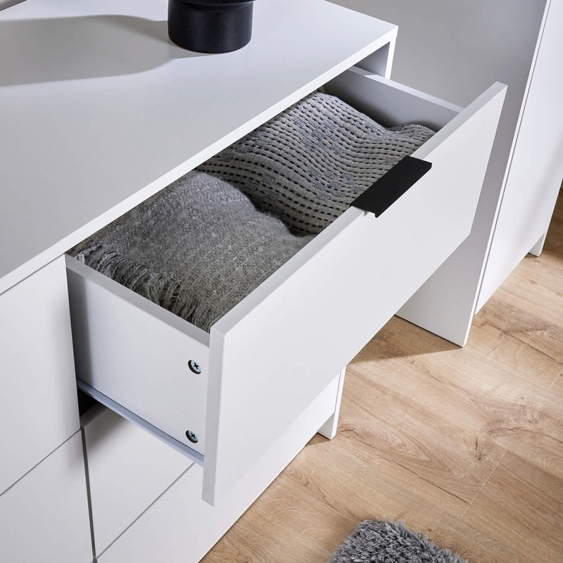 Home Source Bedroom Chest of Drawers Clothing Storage Cabinet, 6 Drawers, Grey