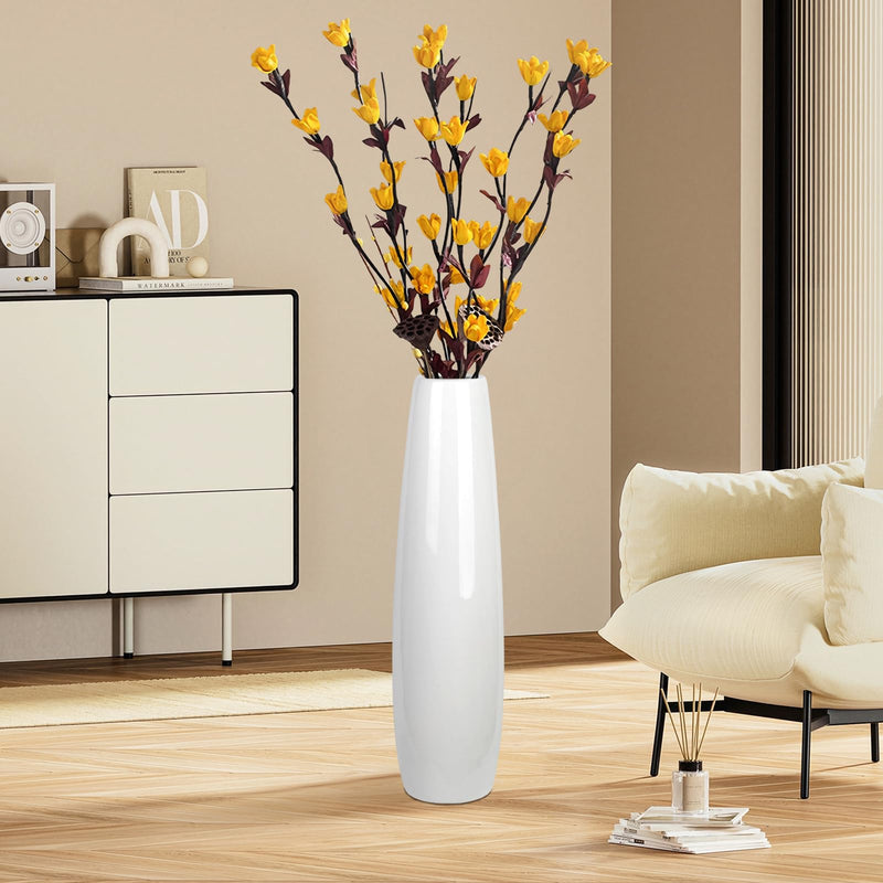 DJYY White Tall Floor Vase, 28" Ceramic Standing Flower Vase, Large Decorative for Living Room, Bedroom,Glossy Glaze,Wedding Gift