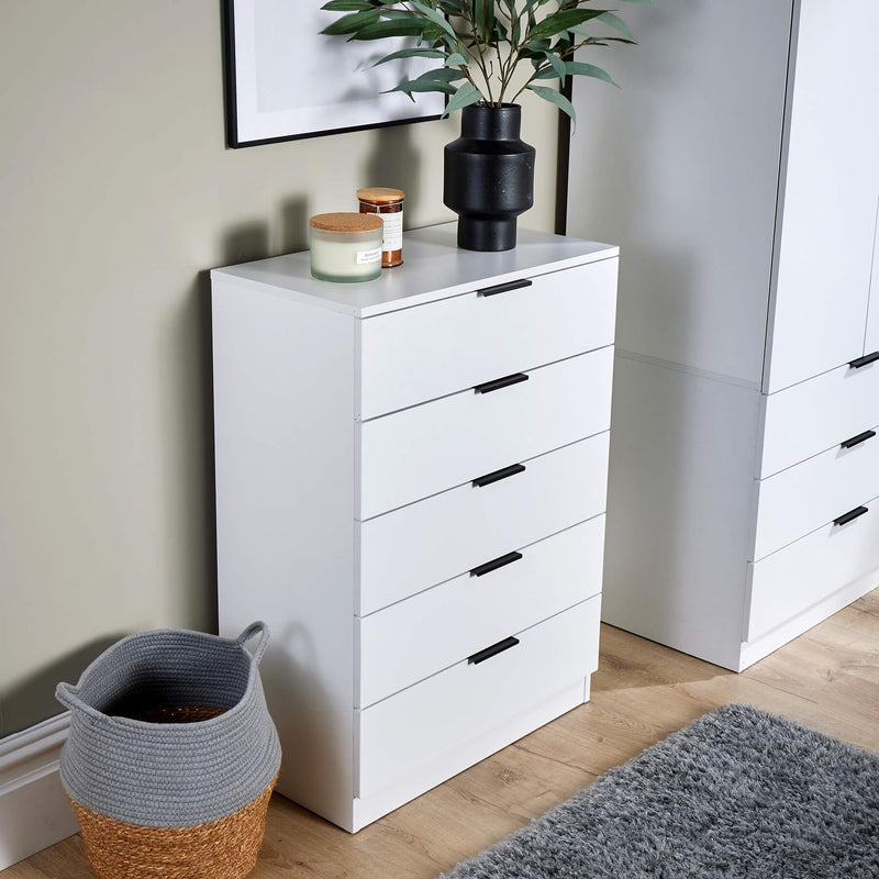 Home Source Bedroom Chest of Drawers Clothing Storage Cabinet, 6 Drawers, Grey