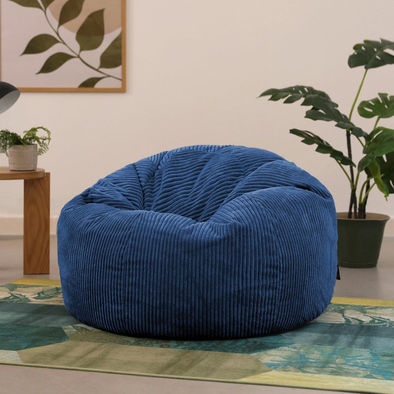 icon Kingston Cord Bean Bag, Beige, Large Adult Bean Bag Chair with Filling Included, Comfy Chair, Living Room Furniture, Bedroom Furniture