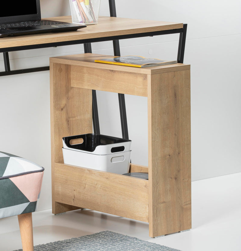 HOCUS PICUS Side Table with Magazine Rack for Living Room and Office - Many Colour Options - Side/End Table - 55 x 20 x 60cm (Dark Oak Effect)