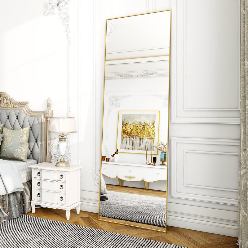 Koonmi 53x163 cm Mirror Full Length - Minimalist Modern Full Body Floor Length Mirror - Standing, Hanging, Leaning for Living Room, Black