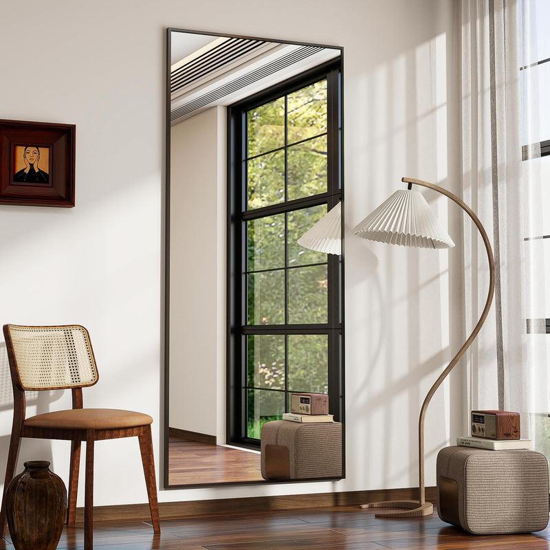 Koonmi 53x163 cm Mirror Full Length - Minimalist Modern Full Body Floor Length Mirror - Standing, Hanging, Leaning for Living Room, Black