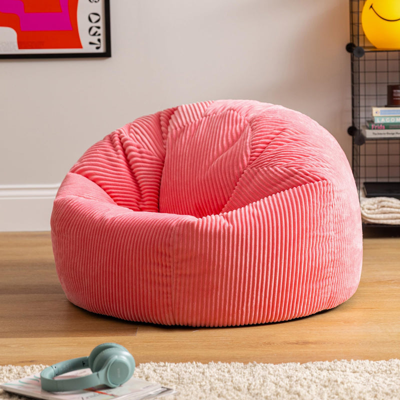 icon Kingston Cord Bean Bag, Beige, Large Adult Bean Bag Chair with Filling Included, Comfy Chair, Living Room Furniture, Bedroom Furniture