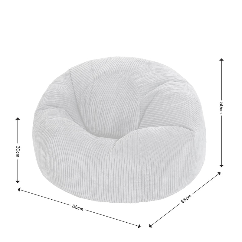 icon Kingston Cord Bean Bag, Beige, Large Adult Bean Bag Chair with Filling Included, Comfy Chair, Living Room Furniture, Bedroom Furniture