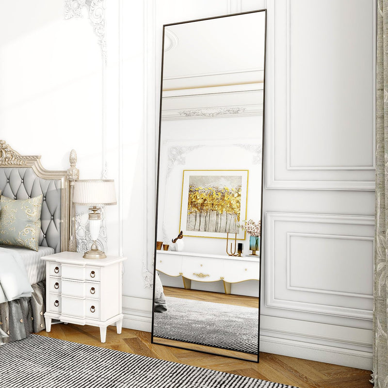 Koonmi 53x163 cm Mirror Full Length - Minimalist Modern Full Body Floor Length Mirror - Standing, Hanging, Leaning for Living Room, Black