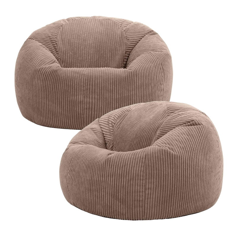icon Kingston Cord Bean Bag, Beige, Large Adult Bean Bag Chair with Filling Included, Comfy Chair, Living Room Furniture, Bedroom Furniture