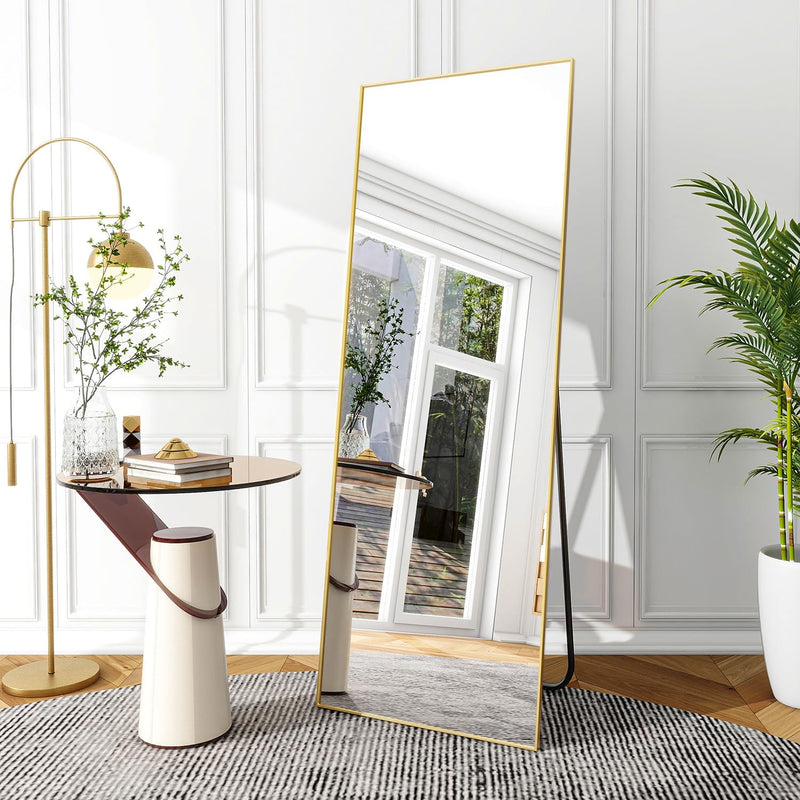 Koonmi 53x163 cm Mirror Full Length - Minimalist Modern Full Body Floor Length Mirror - Standing, Hanging, Leaning for Living Room, Black