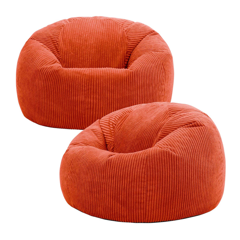 icon Kingston Cord Bean Bag, Beige, Large Adult Bean Bag Chair with Filling Included, Comfy Chair, Living Room Furniture, Bedroom Furniture