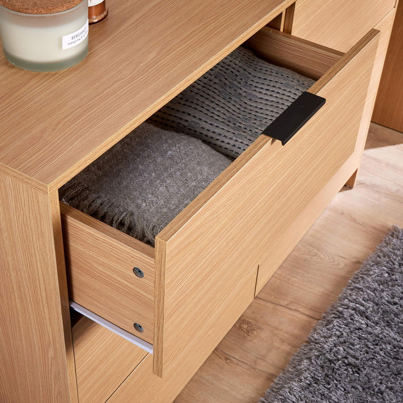 Home Source Bedroom Chest of Drawers Clothing Storage Cabinet, 6 Drawers, Grey