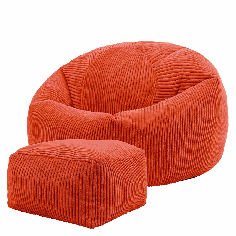 icon Kingston Cord Bean Bag, Beige, Large Adult Bean Bag Chair with Filling Included, Comfy Chair, Living Room Furniture, Bedroom Furniture