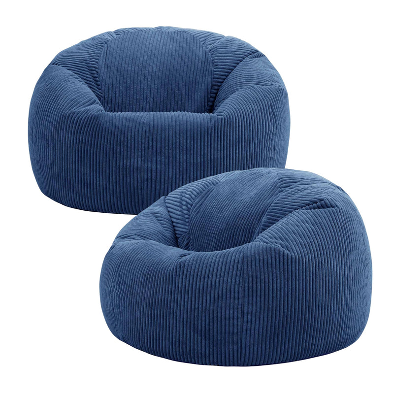 icon Kingston Cord Bean Bag, Beige, Large Adult Bean Bag Chair with Filling Included, Comfy Chair, Living Room Furniture, Bedroom Furniture