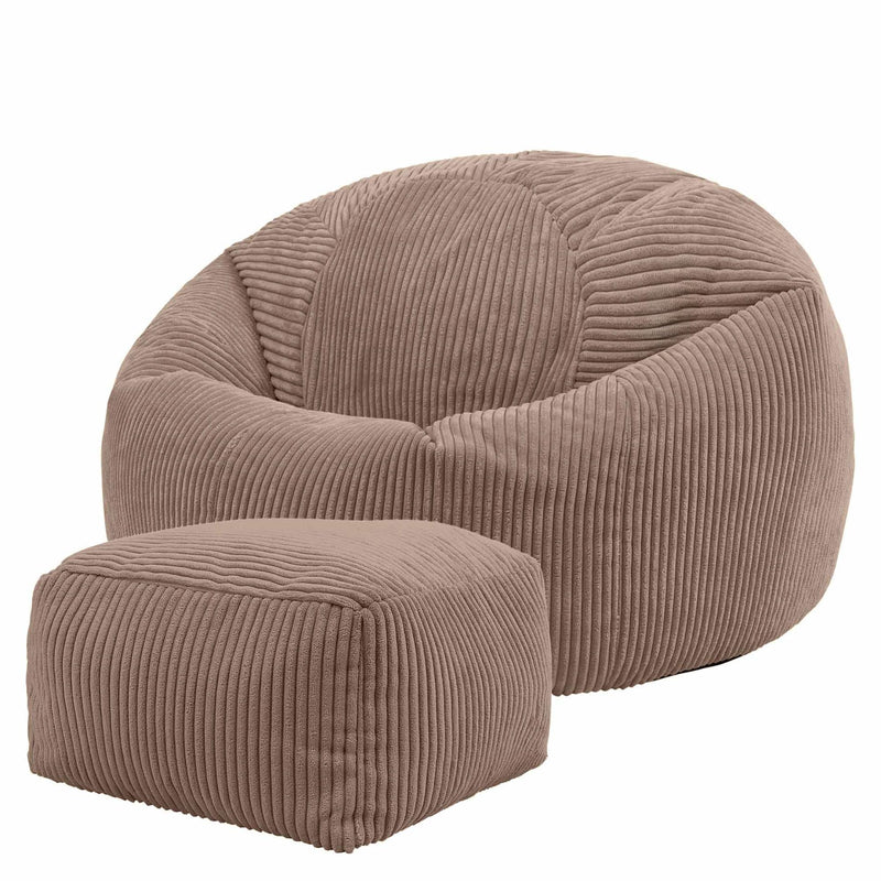icon Kingston Cord Bean Bag, Beige, Large Adult Bean Bag Chair with Filling Included, Comfy Chair, Living Room Furniture, Bedroom Furniture