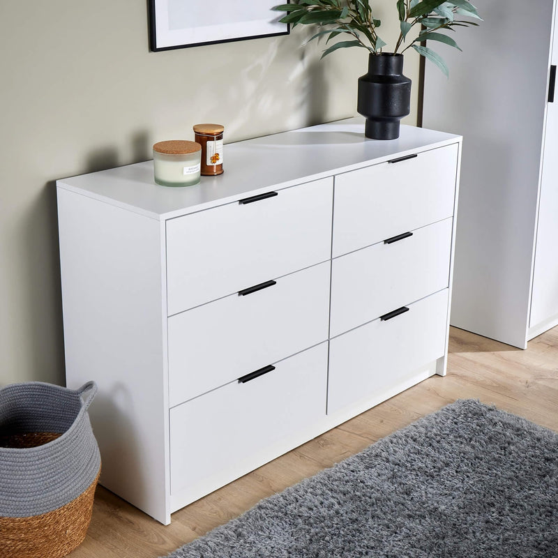 Home Source Bedroom Chest of Drawers Clothing Storage Cabinet, 6 Drawers, Grey