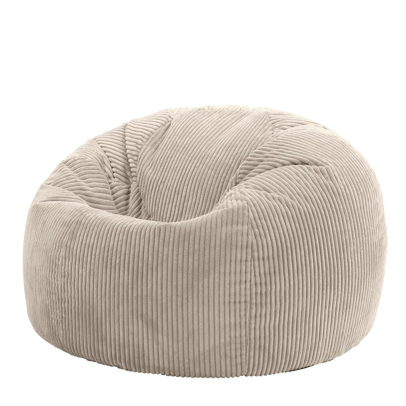 icon Kingston Cord Bean Bag, Beige, Large Adult Bean Bag Chair with Filling Included, Comfy Chair, Living Room Furniture, Bedroom Furniture