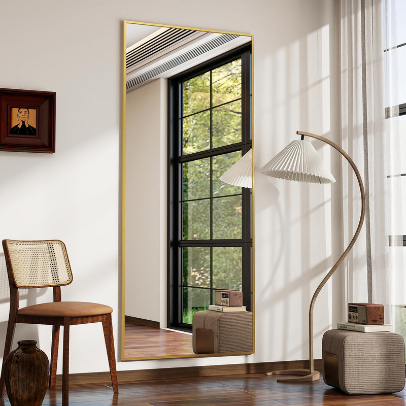 Koonmi 53x163 cm Mirror Full Length - Minimalist Modern Full Body Floor Length Mirror - Standing, Hanging, Leaning for Living Room, Black