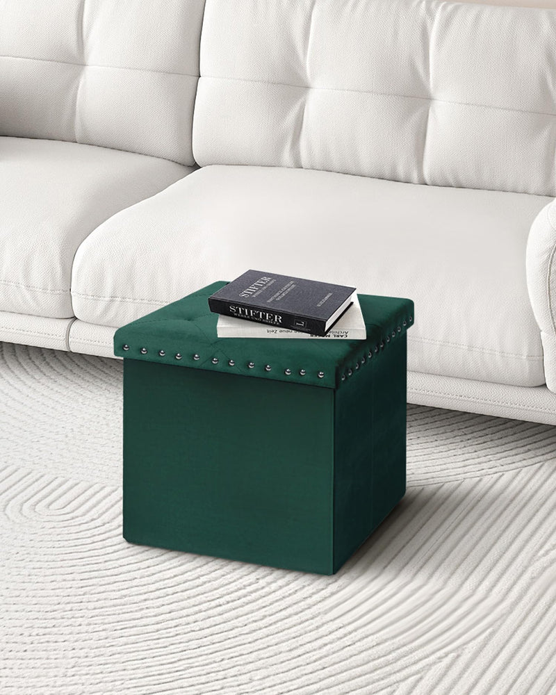 Bonlife Velvet Ottoman with Storage, Extra Large Storage Boxes with Lids, Folding Ottoman Bench Seat, Footstool for Living Room,110X40X40cm