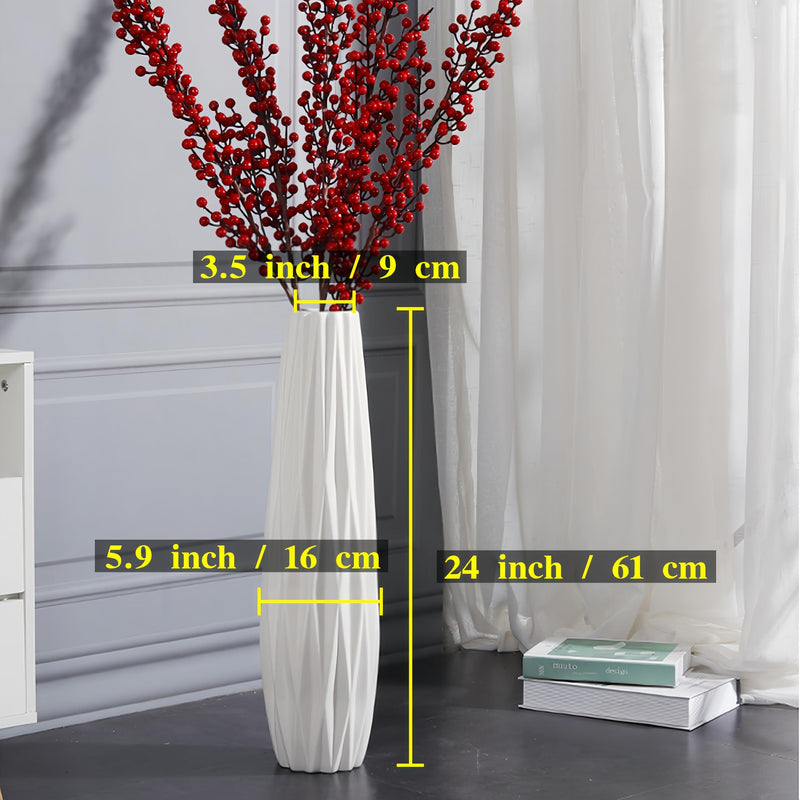 DJYY White Tall Floor Vase, 28" Ceramic Standing Flower Vase, Large Decorative for Living Room, Bedroom,Glossy Glaze,Wedding Gift