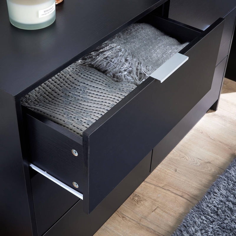 Home Source Bedroom Chest of Drawers Clothing Storage Cabinet, 6 Drawers, Grey