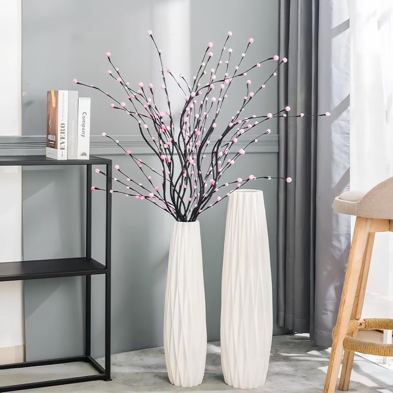 DJYY White Tall Floor Vase, 28" Ceramic Standing Flower Vase, Large Decorative for Living Room, Bedroom,Glossy Glaze,Wedding Gift
