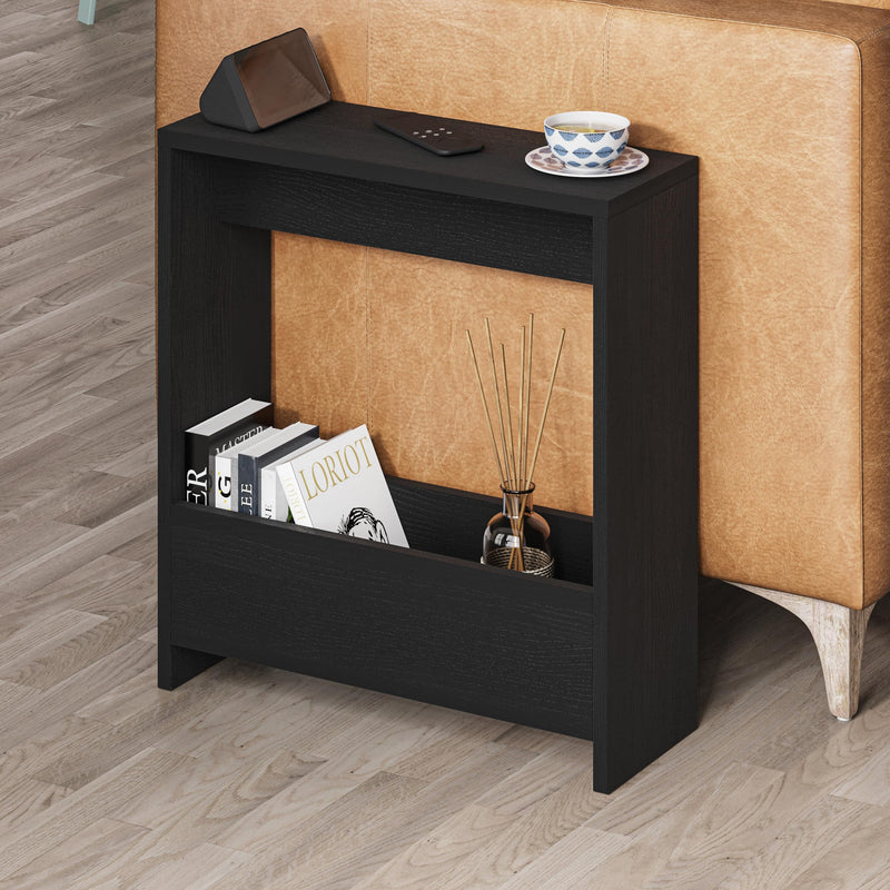 HOCUS PICUS Side Table with Magazine Rack for Living Room and Office - Many Colour Options - Side/End Table - 55 x 20 x 60cm (Dark Oak Effect)