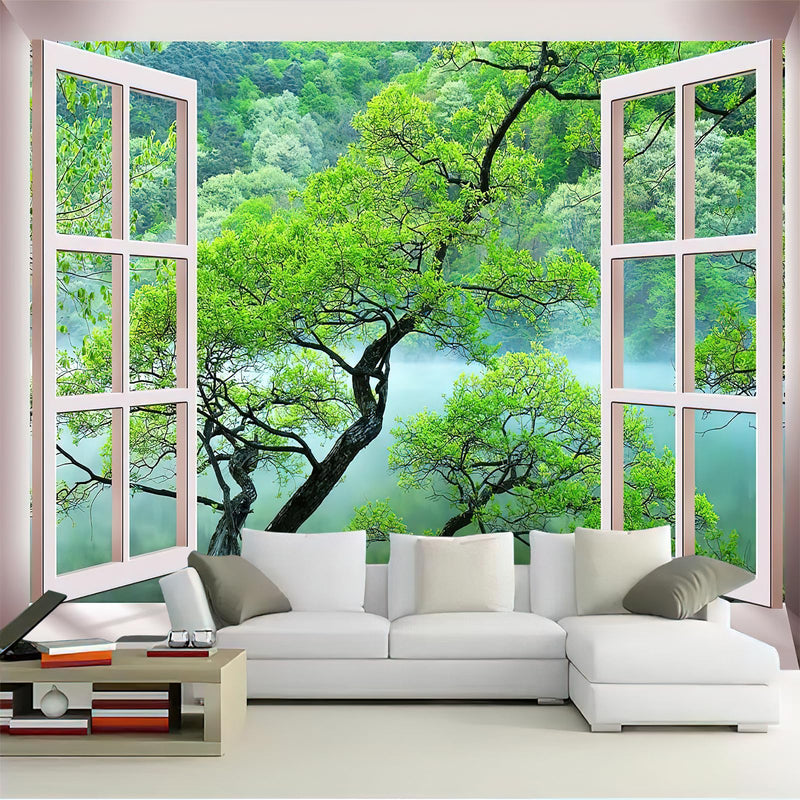 FENDROM Nature Flora Tapestry King Size background, Blue Sky White Cloud Village Small Town by European Pastoral Scenery, Wall Hanging for Bedroom Living room