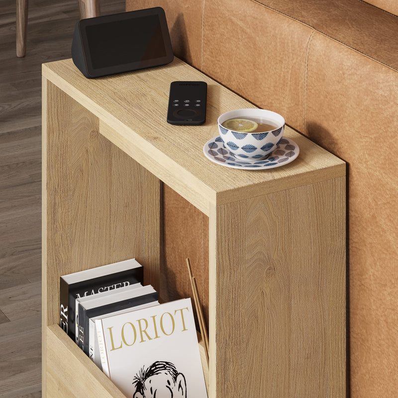 HOCUS PICUS Side Table with Magazine Rack for Living Room and Office - Many Colour Options - Side/End Table - 55 x 20 x 60cm (Dark Oak Effect)