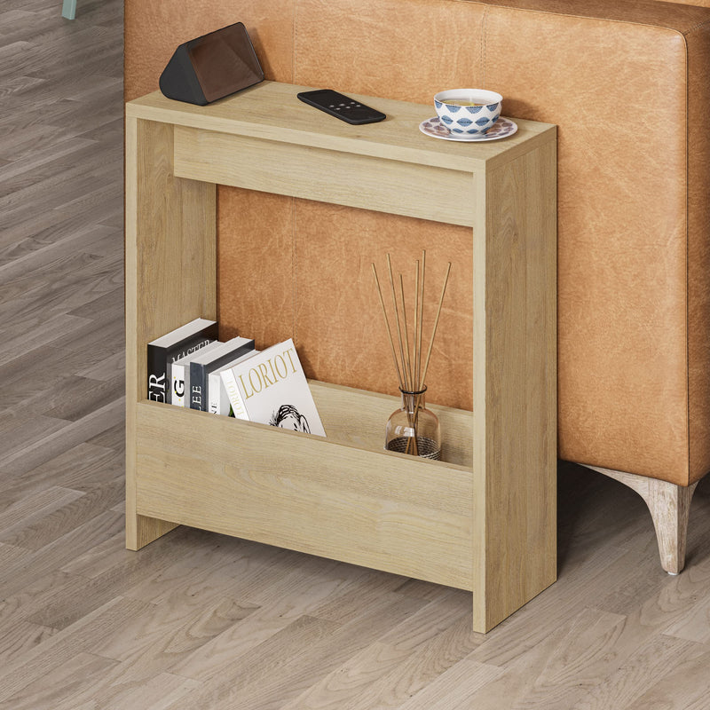 HOCUS PICUS Side Table with Magazine Rack for Living Room and Office - Many Colour Options - Side/End Table - 55 x 20 x 60cm (Dark Oak Effect)