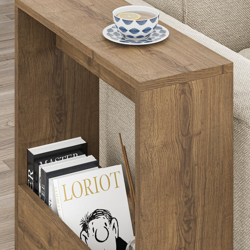 HOCUS PICUS Side Table with Magazine Rack for Living Room and Office - Many Colour Options - Side/End Table - 55 x 20 x 60cm (Dark Oak Effect)